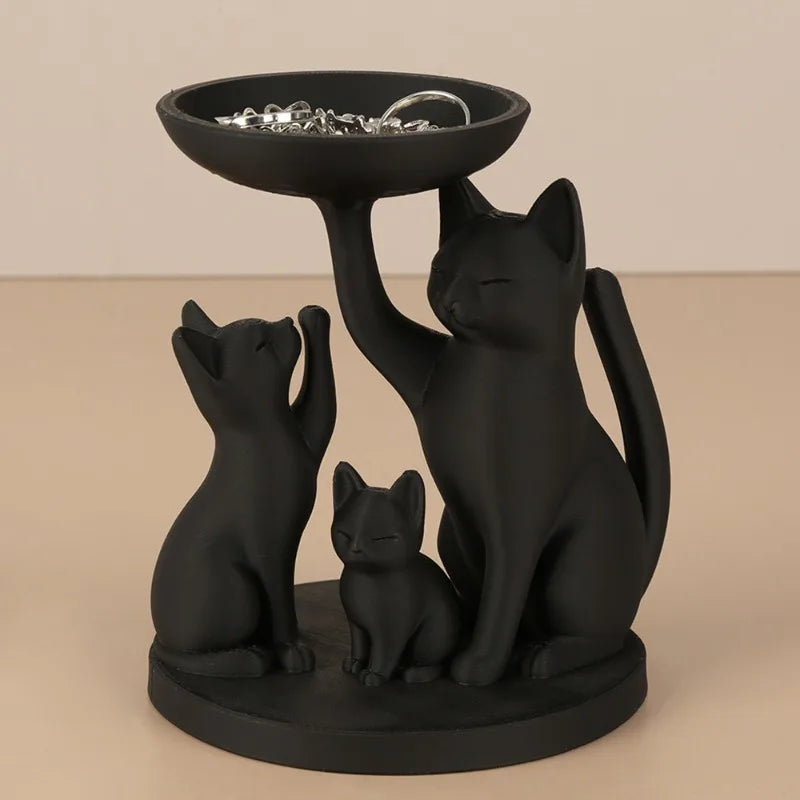 3D Printed Black Cat Storage Tray – Jewelry & Key Organizer Decorative Storage Tray Qme