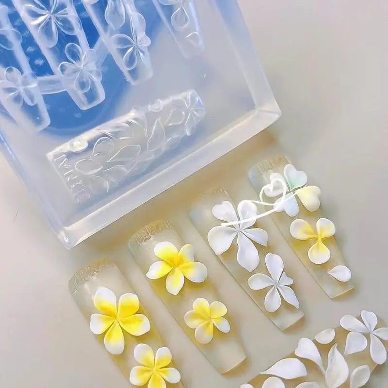 3D Silicone Flower Nail Art Mold – DIY Transparent Template Nail Art Mold Qme