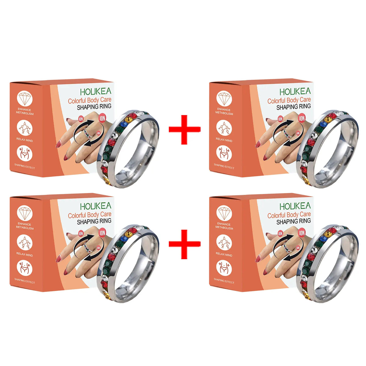 HOUKEA Stainless Steel Slimming Finger Ring – Unisex Wellness Slimming Finger Ring Qst 4pcs boxed