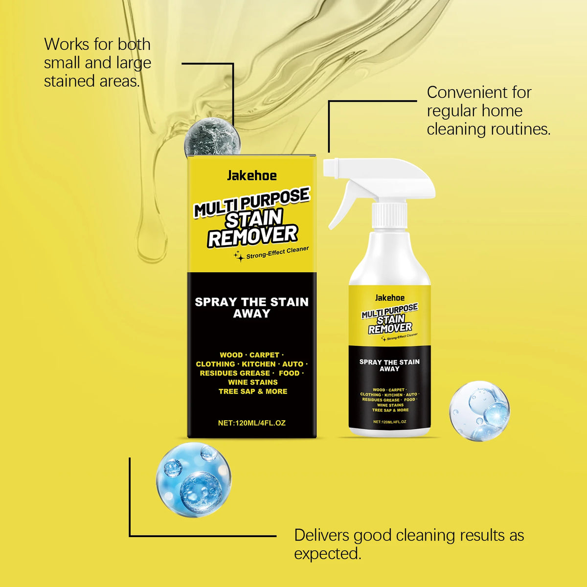 JAKEHOE 120ml Multipurpose Stain Remover Degreaser Spray Multipurpose Cleaner Spray Qst