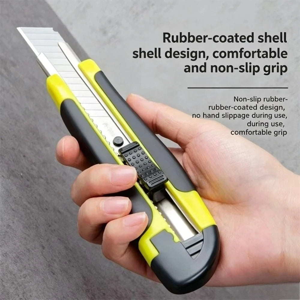 Utility Knife Ultra Sharp 18mm Blade Anti-Slip Rubber Handle Utility Knife Qme