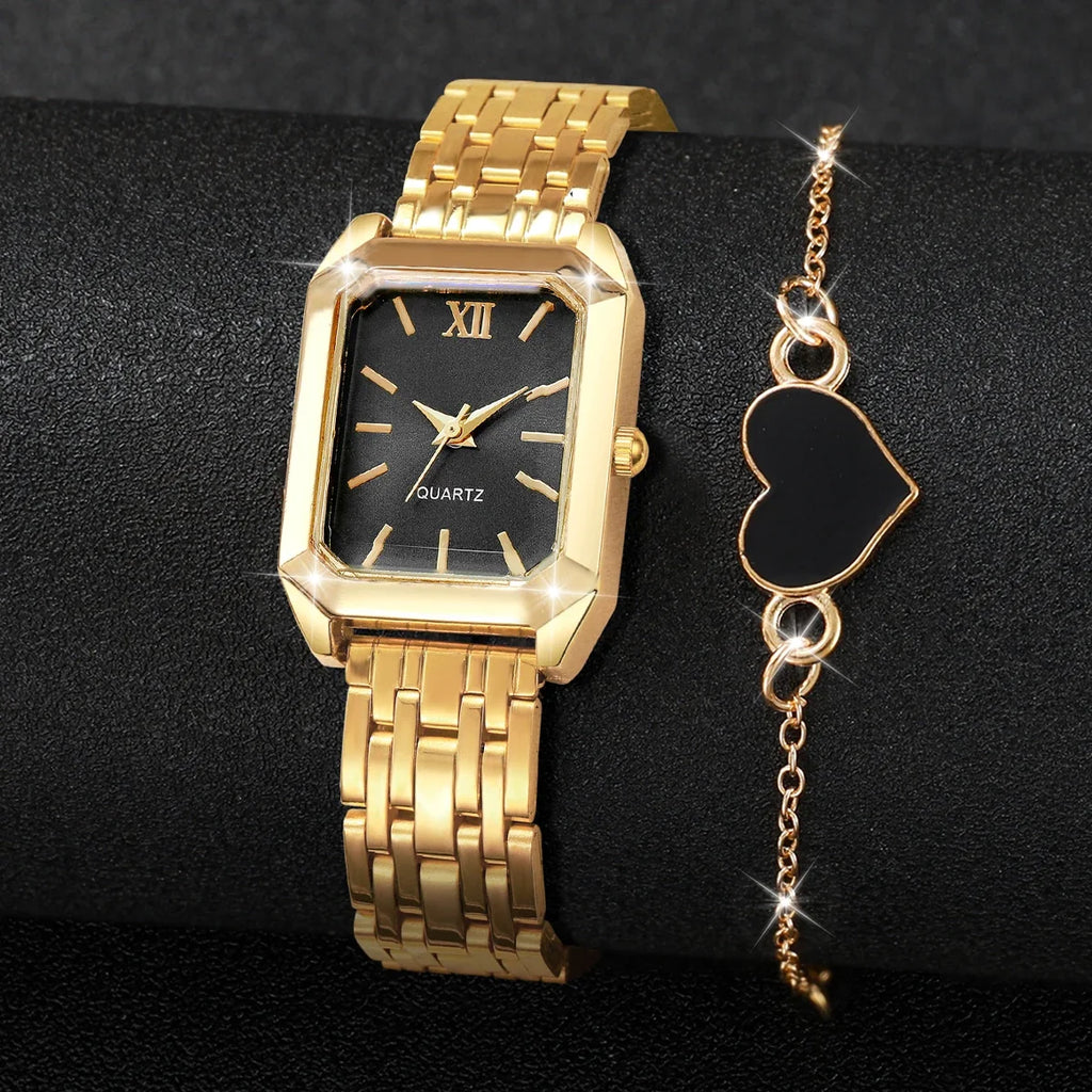 Roma Dial Women's Fashion Watch with Heart Jewelry Accent Women's Fashion Watch Qme