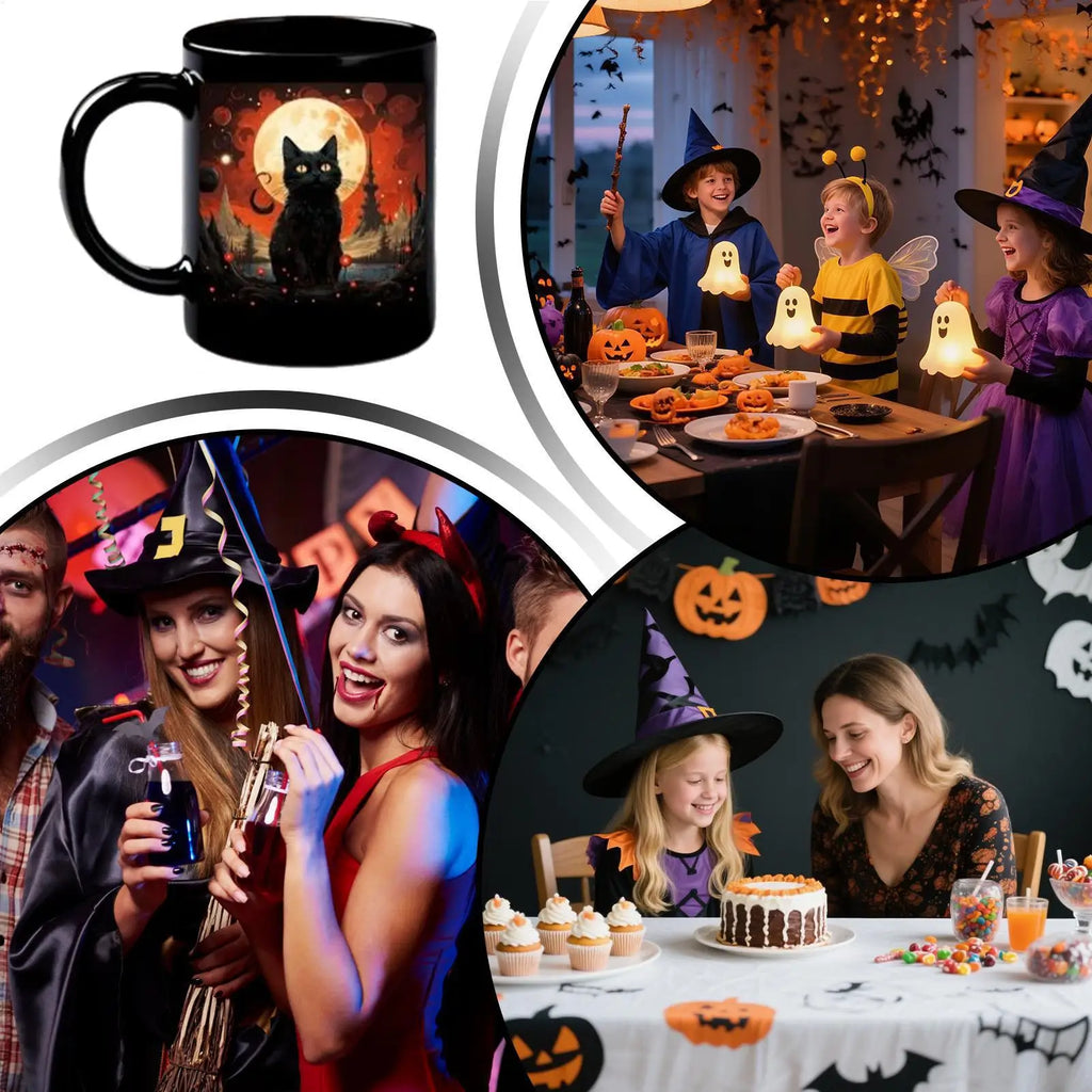 Halloween Black Cat Ceramic Coffee Mug – Funny Festive Cup Ceramic Coffee Mug Qme