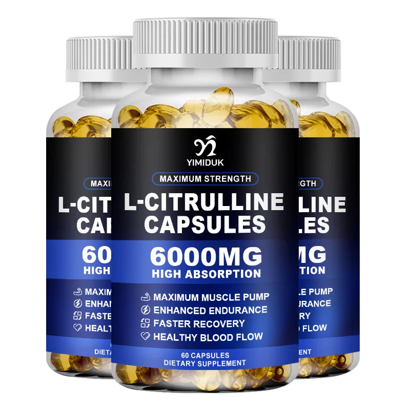 L-Citrulline 6000mg Capsules – Endurance & Muscle Support Sports Nutrition Supplement Qst 60pcs - 3 BOX