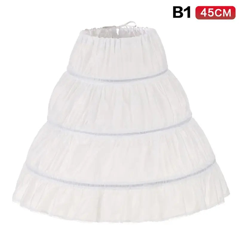 Girls White Lace Petticoat Skirt | Adjustable Princess Underskirt Girls Petticoat Skirt Qme 45cm