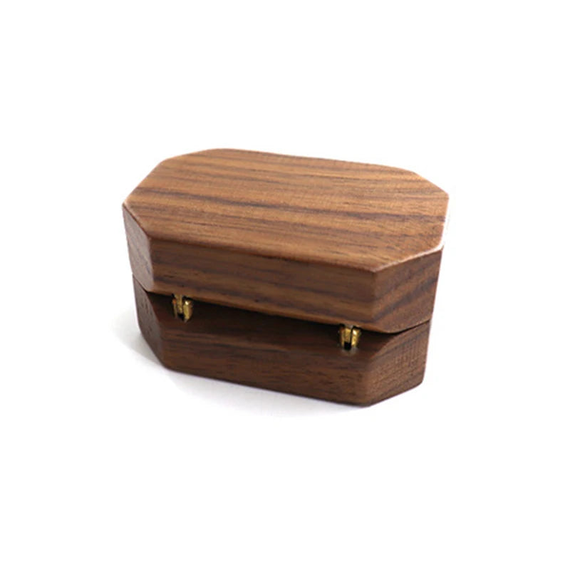 Vintage Walnut Wood Ring Box – Wedding & Proposal Gift Wood Ring Box Qst
