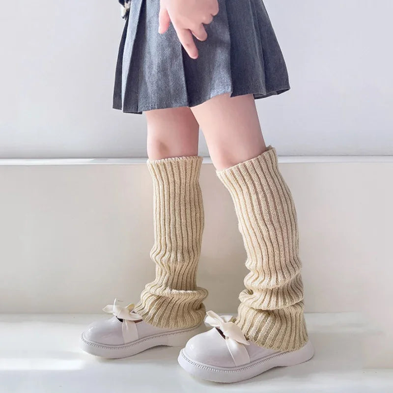 Kids Knitted Leg Warmers – Girls Candy Color Foot Cover Kids Leg Warmers Qme