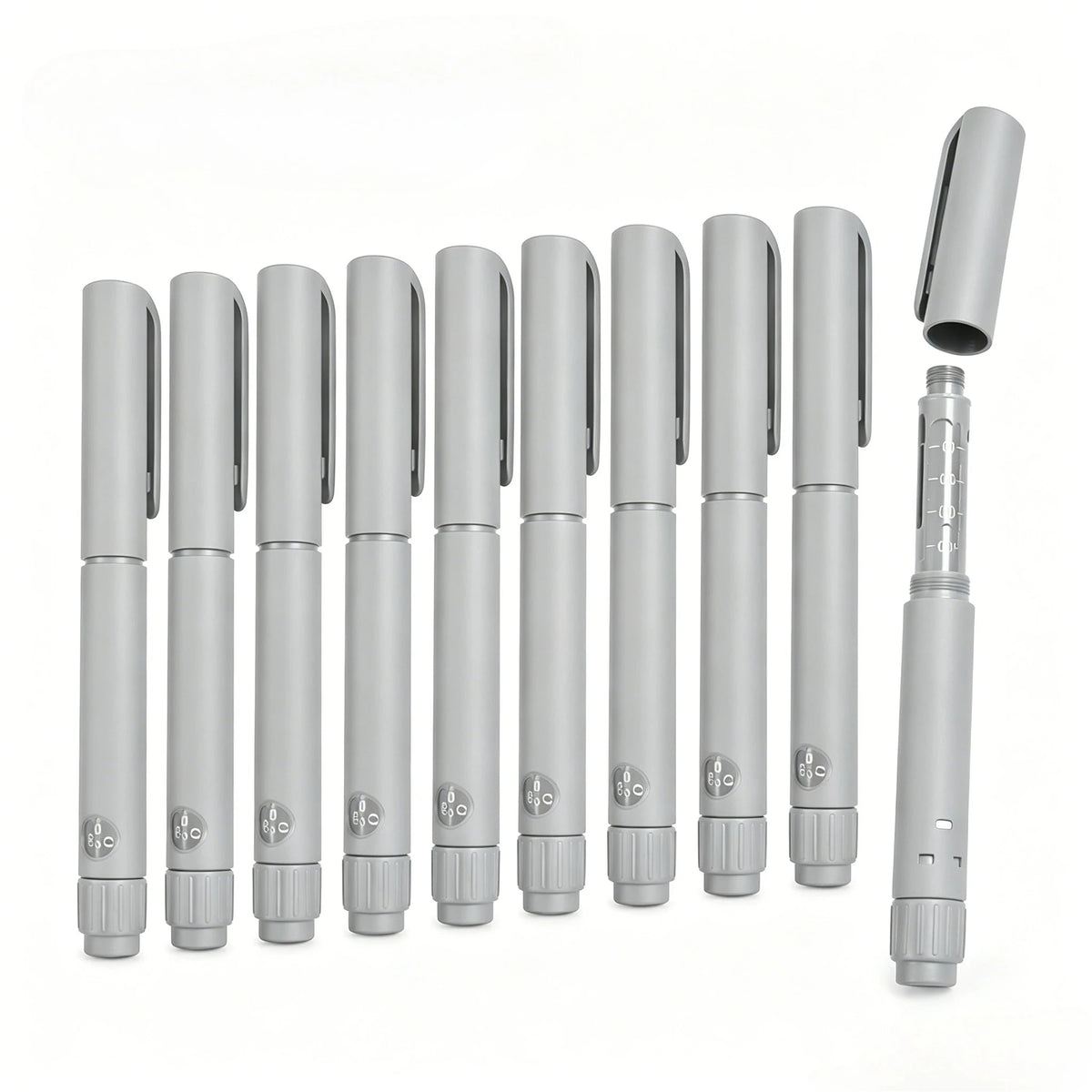 Disposable Sterile Rotary Injection Pens – 60U Adjustable (5/10 Pack) Injection Pen Qst 10PCS-Gray White