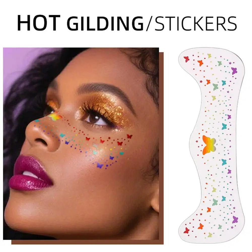 4th of July Glitter Face Tattoos – Patriotic Freckles Makeup Face Tattoo Stickers Qme