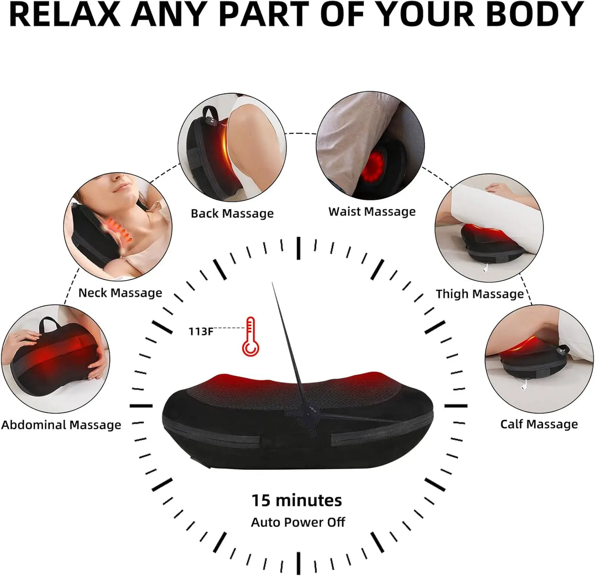 LEERCON Cordless Shiatsu Back & Neck Massager with Heat Shiatsu Massage Pillow Qst