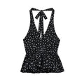 Women's Y2K Lace-Up Pleated Dot Camisole Crop Top – 6 Colors Camisole Crop Top Qme A L