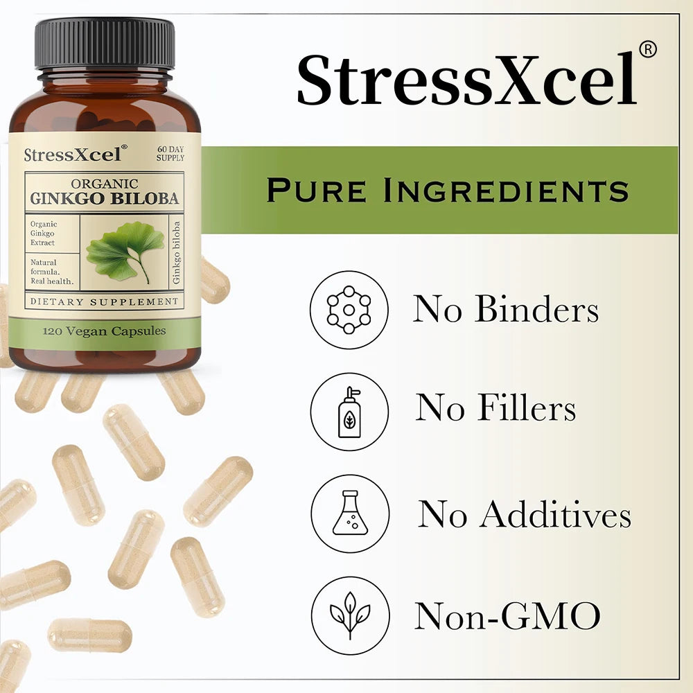 VITALXTRA Ginkgo Biloba Capsules – Focus, Memory & Eye Health Herbal Supplement Qst