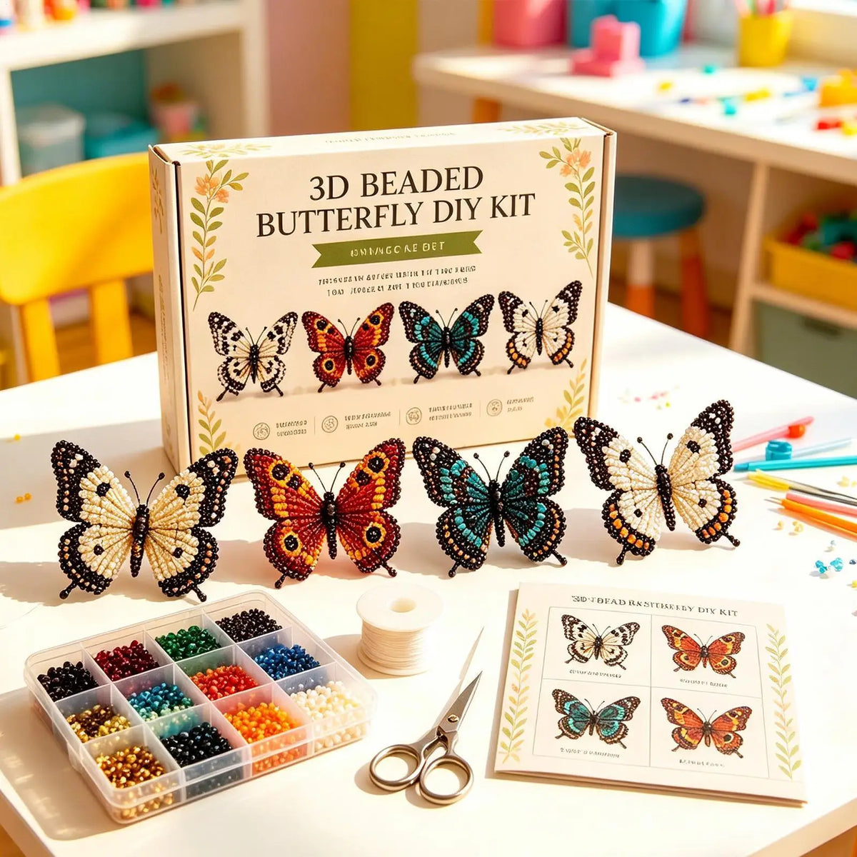 3D DIY Animal Beading Kit – 4 Cute Beaded Animals with Instructions DIY Beading Kit Qme
