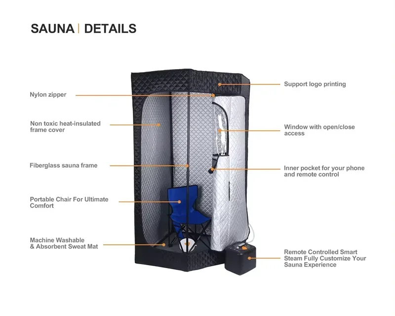 Portable Home Sauna Tent 180cm – Wet Steam Spa & 3L Pot Portable Sauna Tent Qst