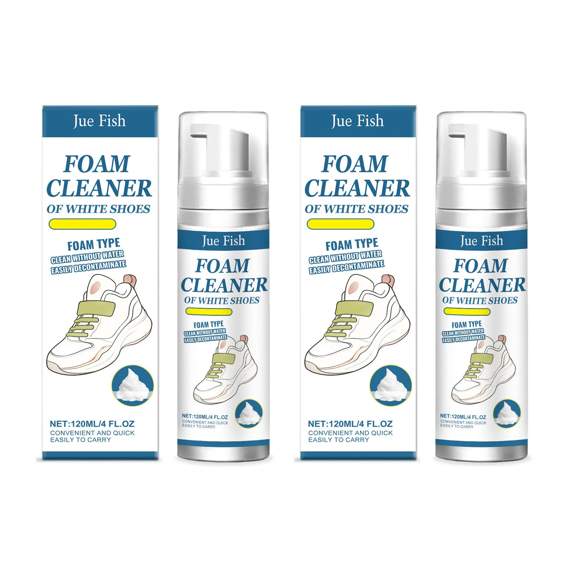 White Shoe Foam Cleaner – Remove Stains & Prevent Yellowing Shoe Foam Cleaner Qme 2 x 120ml Boxed