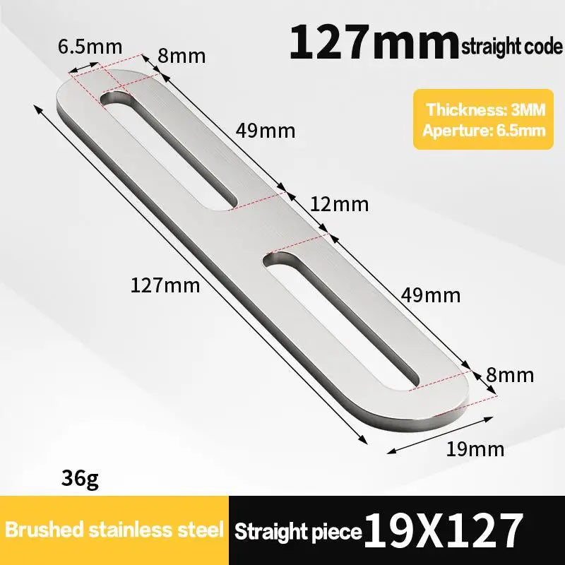 Stainless Steel 180° Flat Straight Bracket – Black & Silver Flat Angle Bracket Qme A9