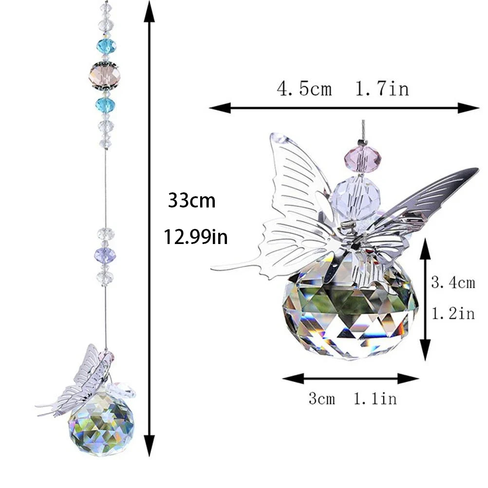 Butterfly Crystal Ball Sun Catcher Hanging Home Decoration Crystal Sun Catcher Qme