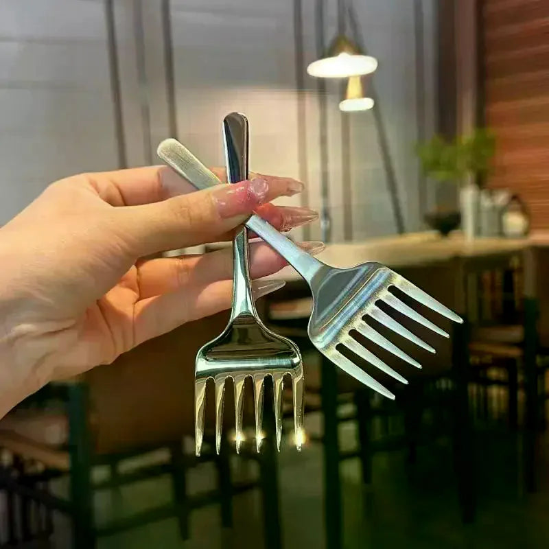 Korean Stainless Steel Dessert Fork – 6-Tine Cake & Fruit Fork Dessert Fork Qme