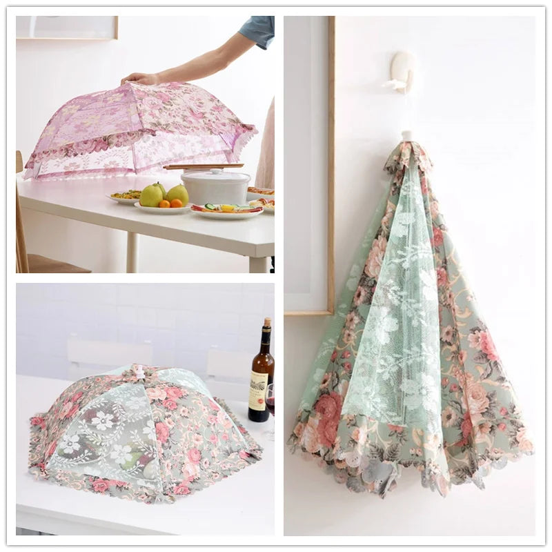Umbrella Food Cover Foldable Mesh Table Cover 80cm | 3 Colors Mesh Food Cover Qme
