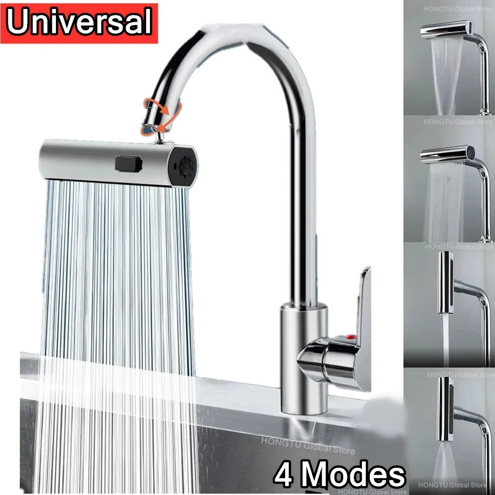4-Mode Waterfall Faucet Aerator Extender Sprayer Kitchen Sink Faucet Aerator Sprayer Qme