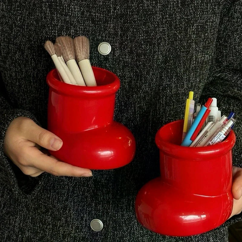 Red Boots Christmas Desk Organizer & Pen Holder Desk Organizer Qme