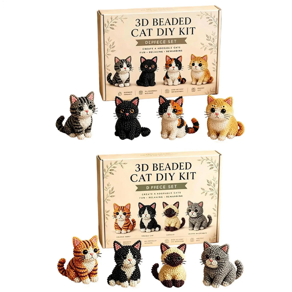 3D Cat DIY Beading Kit – Beginner-Friendly Desk Décor Craft DIY Beading Kit Qme