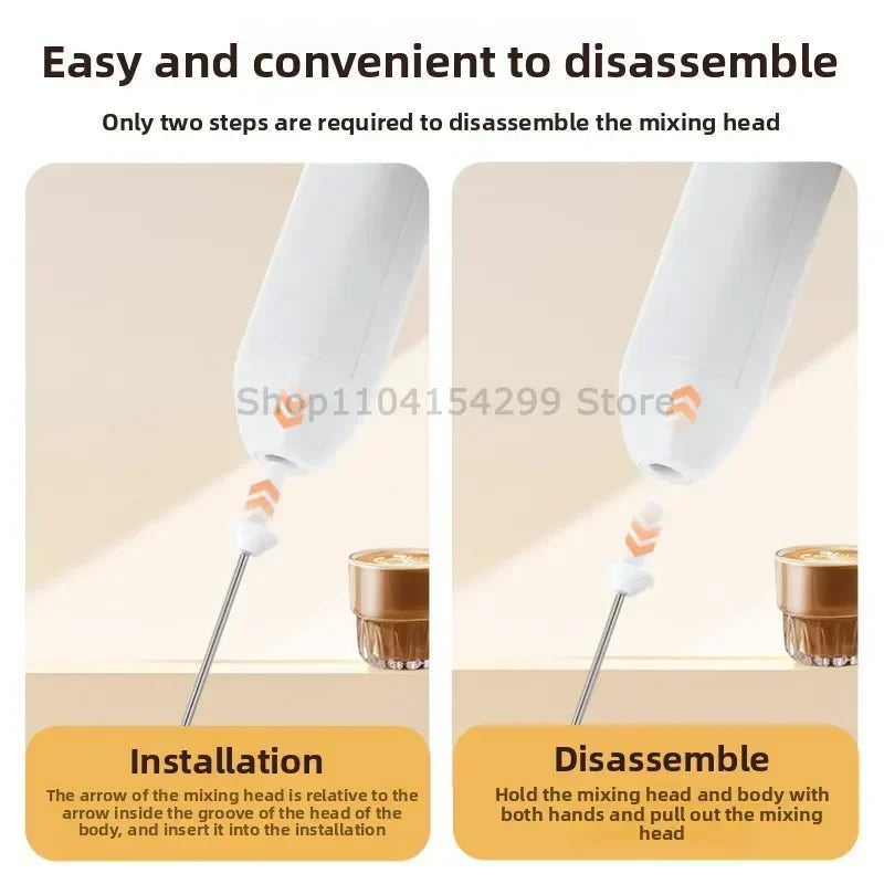Wireless USB-C Electric Milk Frother Handheld Blender Stainless Electric Milk Frother Qme