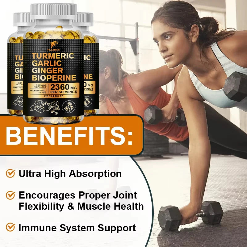 Turmeric Curcumin with BioPerine, Garlic & Ginger Supplement Herbal Supplement Qst
