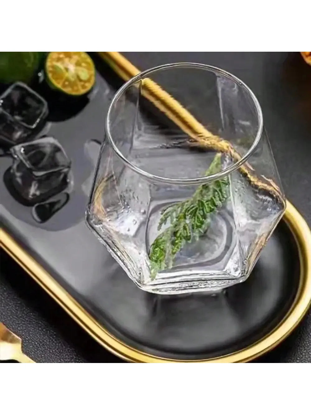 Diamond Shape Creative Glass Cup – 300ml Juice & Coffee Glass Drinkware Cup Qme