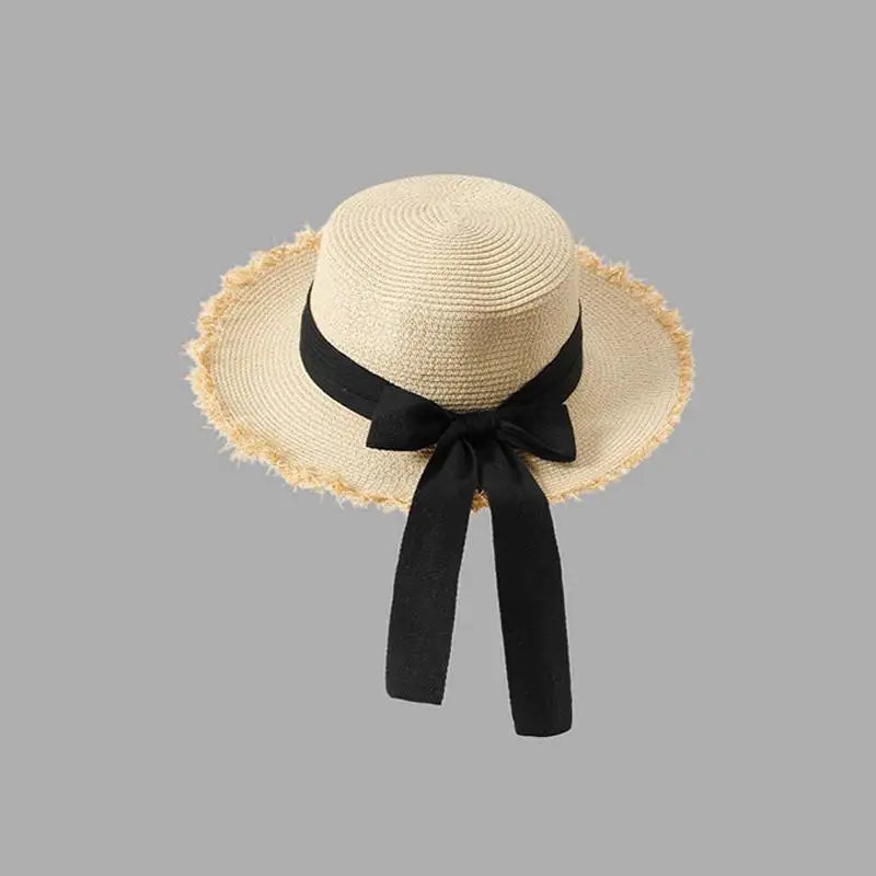 Women's Wide-Brim Straw Beach Hat – Floral Lace Bow Sun Hat Straw Sun Hat Qst D one size