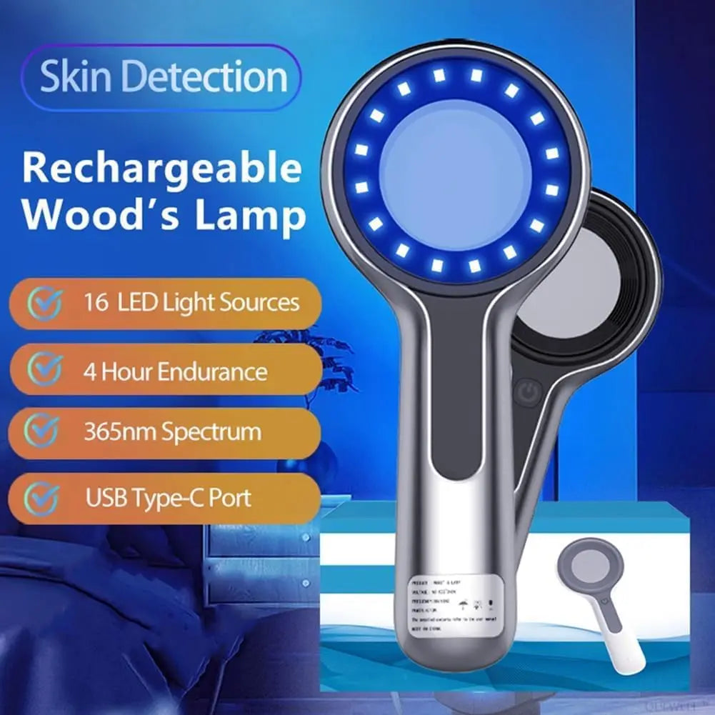 Wood's Lamp Skin Analyzer – 365nm UV, 16 LED, 4000mAh UV Skin Analyzer Qst