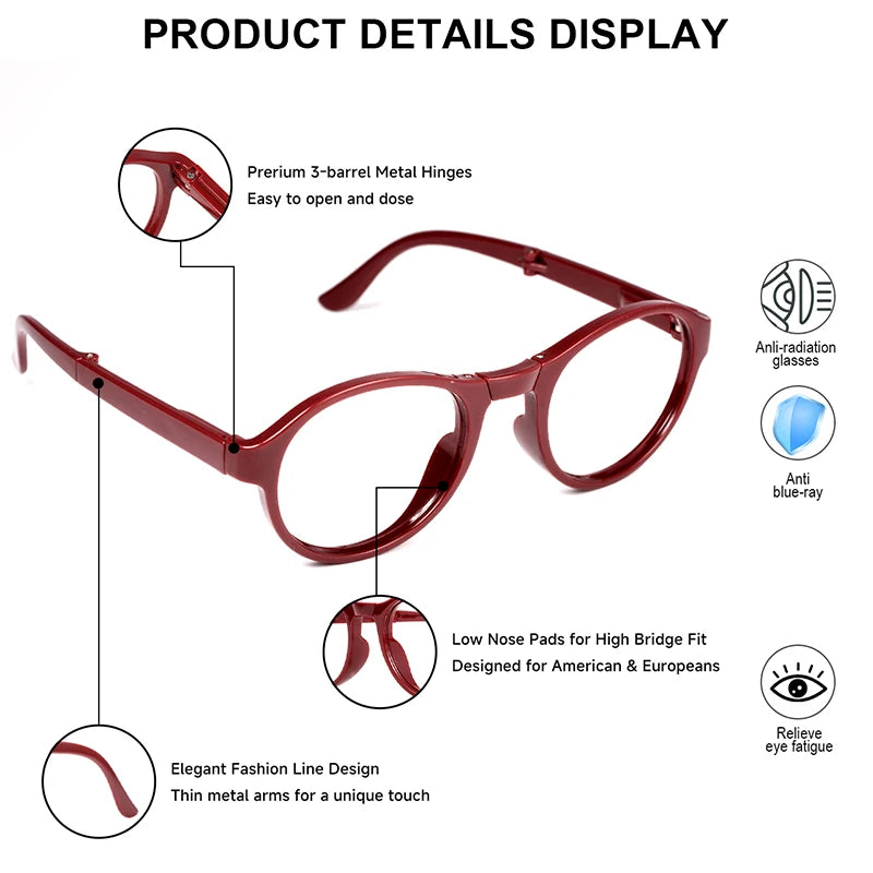 VOPHA Folding Reading Glasses Anti-Blue Light +1.0–+3.0 Reading Glasses Qst