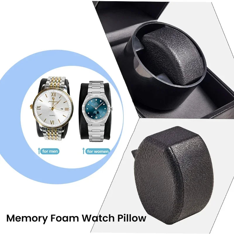 2-Slot Automatic Watch Winder Box USB Powered – Quiet Motor Watch Winder Box Qme