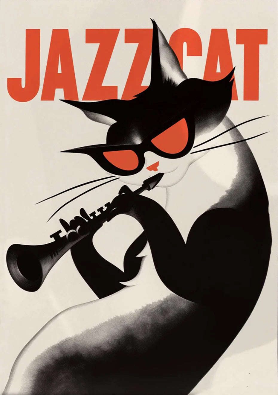 Vintage Jazz Black Cat Canvas Wall Art – Retro Music Poster Canvas Wall Art Qst 3 40X60cm No Framed