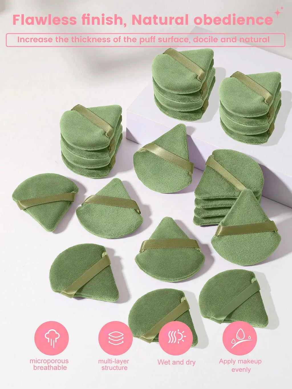 Triangle Sponge Puff Set – Loose Powder Setting & Blending Makeup Sponge Puff Qme