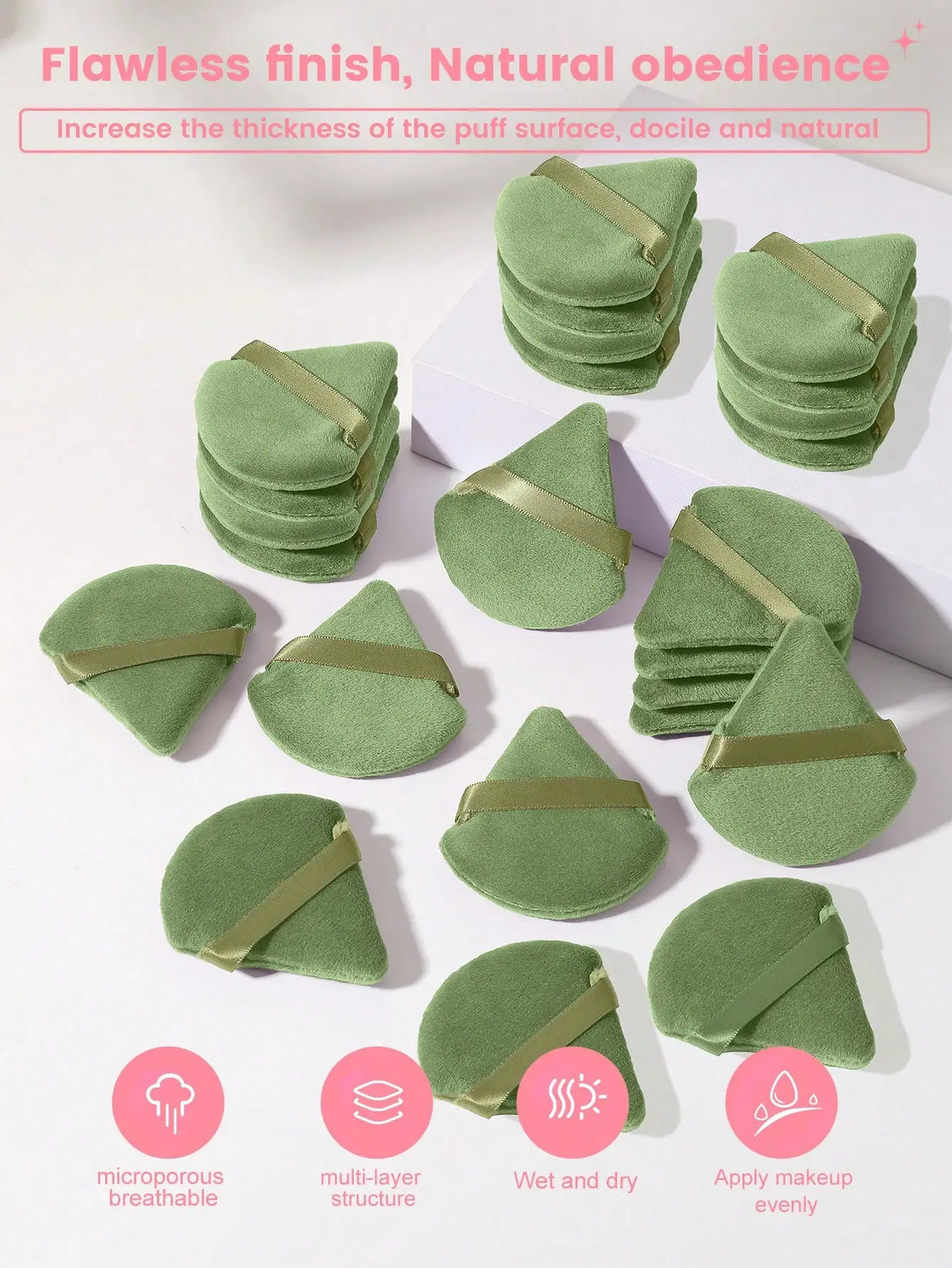 Triangle Sponge Puff Set – Loose Powder Setting & Blending Makeup Sponge Puff Qme
