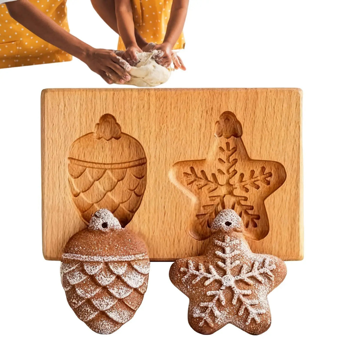 Wooden 3D Cookie Press Stamp – Easy Release Baking Mold Cookie Press Mold Qme