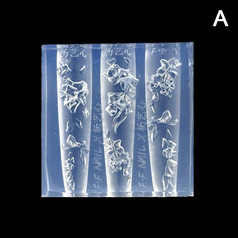3D Silicone Nail Carving Mold – Floral Butterfly & Bow Art Nail Art Mold Qst A