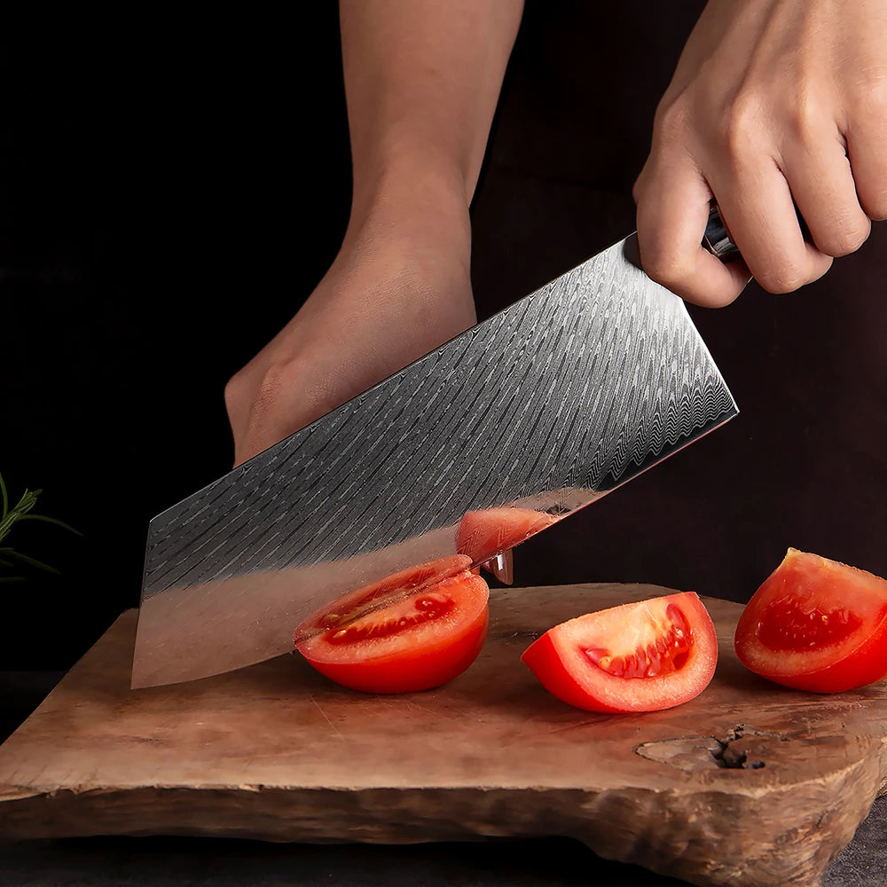 XITUO 7-Inch Damascus Steel Chinese Cleaver | VG10 Core Damascus Cleaver Knife Qst