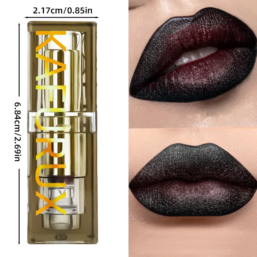 Two-Tone Red & Black Glitter Matte Lipstick – Nonstick Dual Finish Lipstick Qme