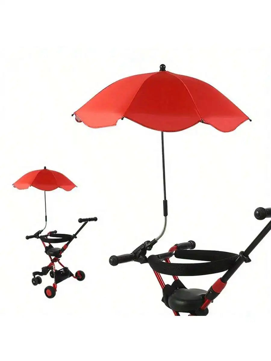 UV Protection Baby Stroller Umbrella with Universal Clamp Stroller Umbrella Qme Red