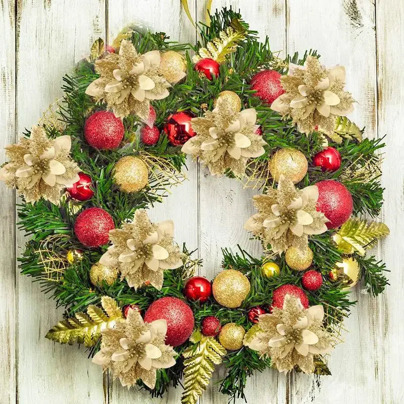 Glitter Christmas Flower Tree Ornaments – 4 Colors | 2025 Christmas Tree Ornaments Qme