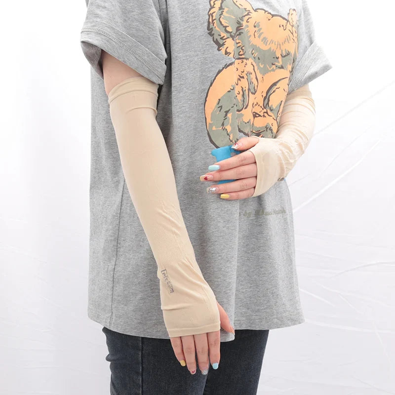 Y2K Goth Lolita Kawaii Anime Thin Fingerless Gloves | JK Style Fingerless Fashion Gloves Qme Beige