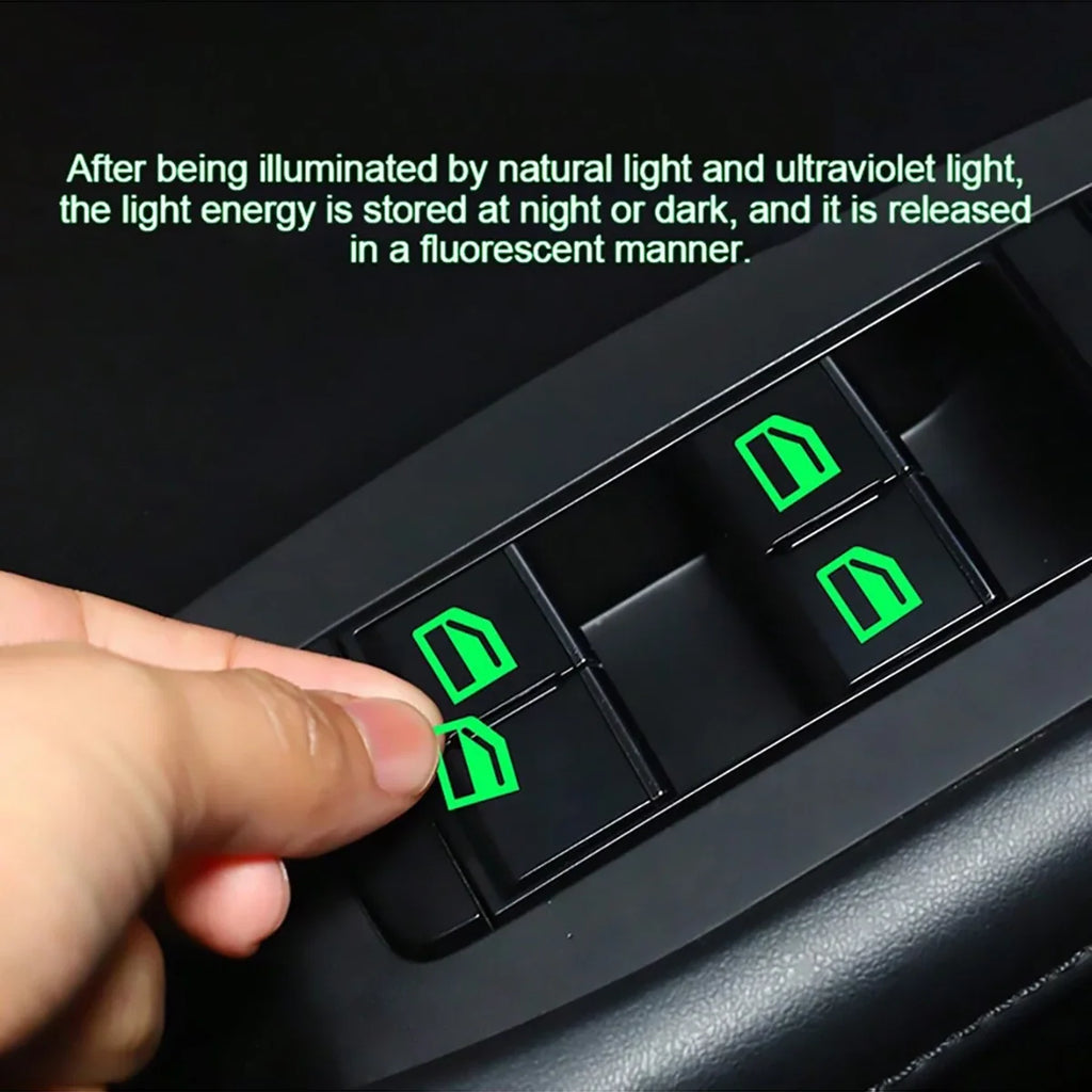 Car Window Button Luminous Stickers – Glow-in-Dark PU Decals Car Interior Stickers Qme