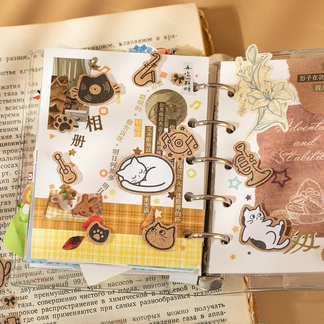 Kawaii Cat Stamp Seal Stickers | 12 Sheets DIY Craft Set Craft Sticker Set Qme