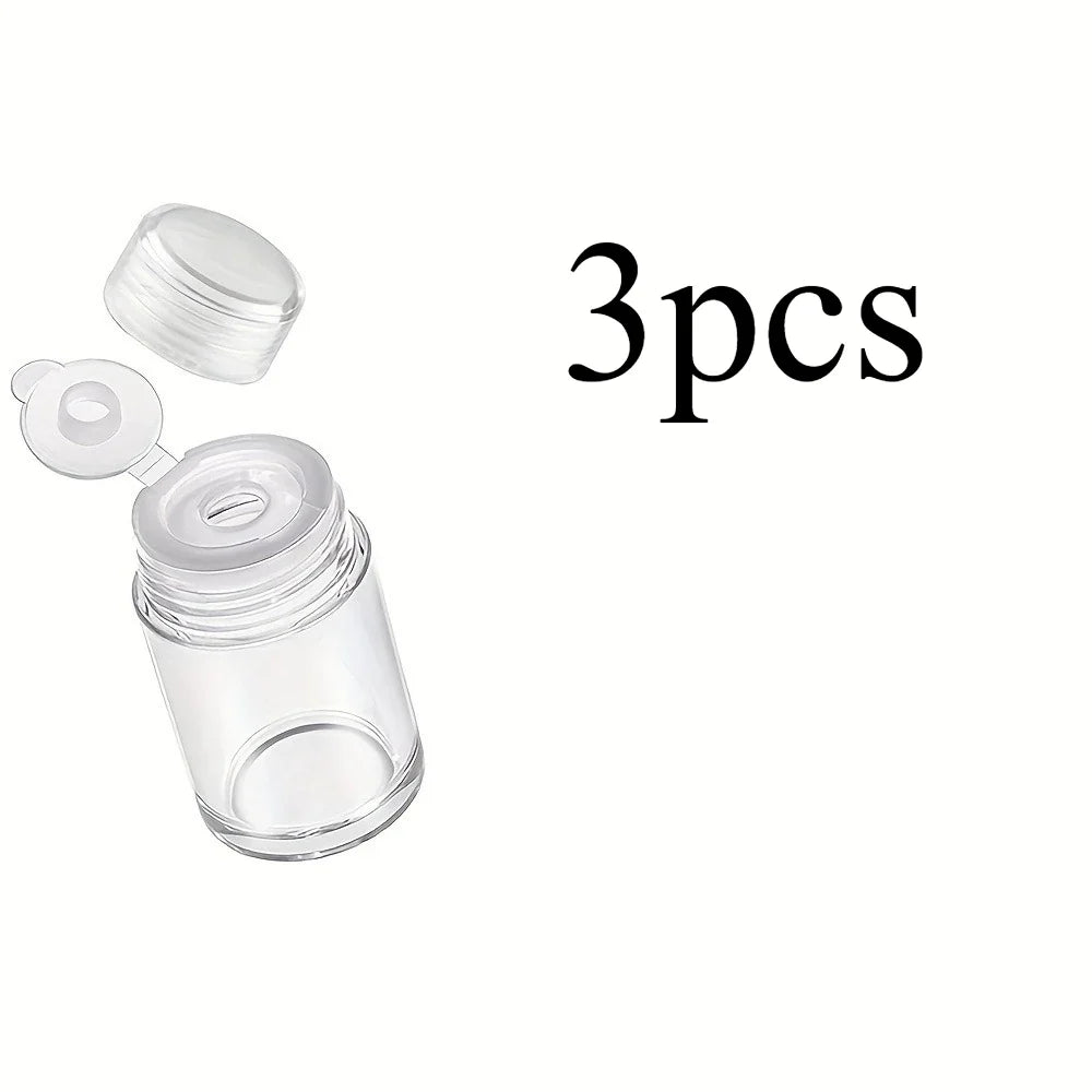 Mini Transparent Glitter Powder Compact | Travel-Size Jar Glitter Powder Compact Qme One holes 3pcs