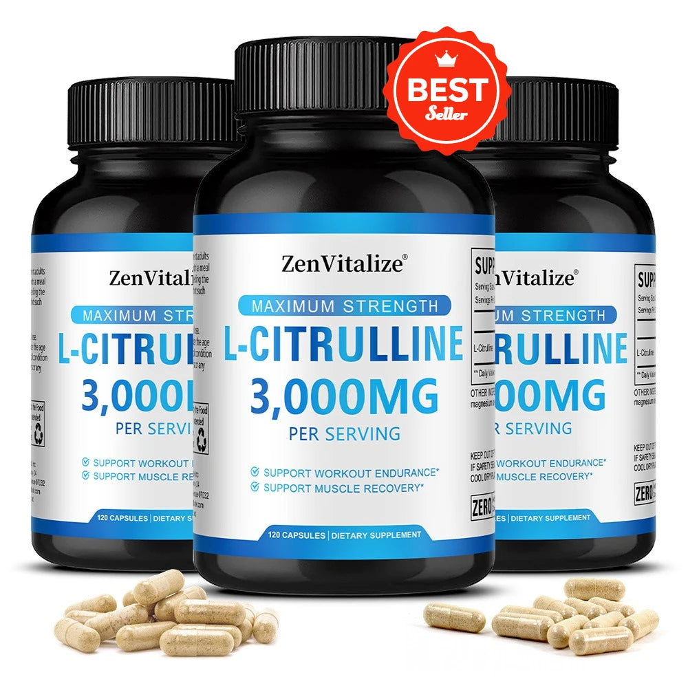 ZENVITALIZE L-Citrulline 3000mg Vegetarian Capsules | USA Made Amino Acid Supplement Qst