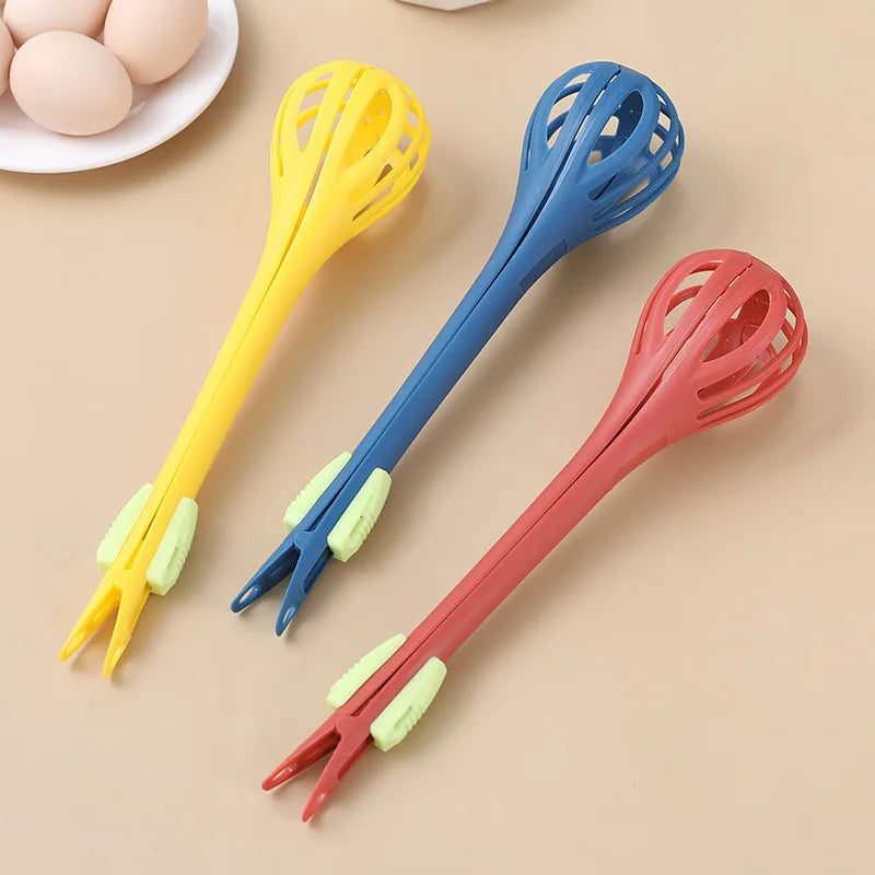 Multifunctional Egg Beater Whisk, Pasta Tongs & Food Clips Kitchen Whisk & Tongs Qme