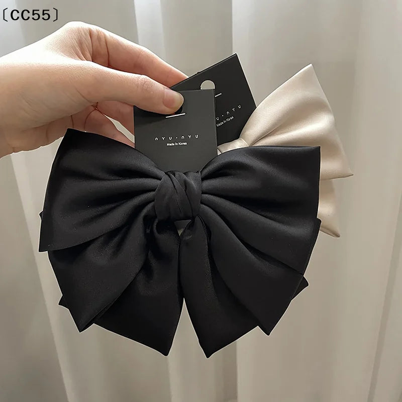 Elegant Satin Bow Hair Clip – Retro Spring Clip for Women Bow Hair Clip Qst