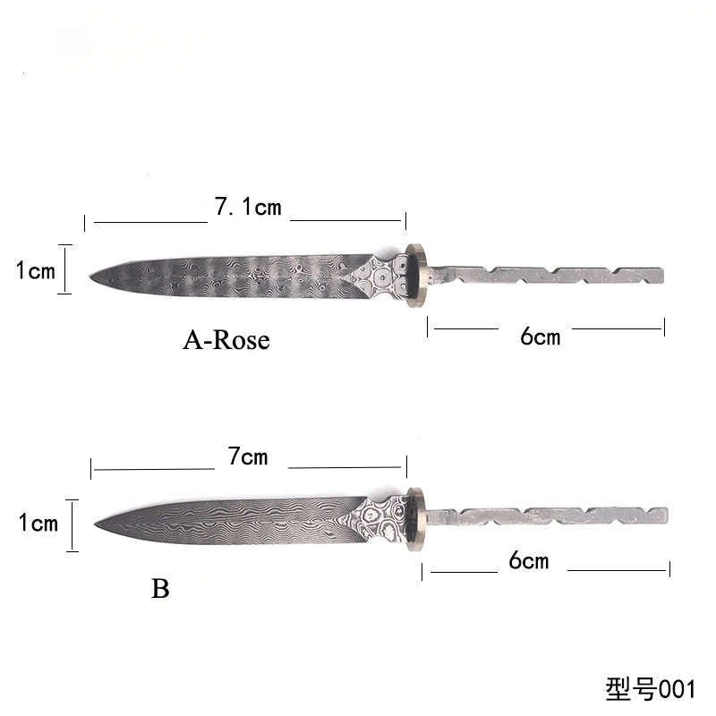 7cm Damascus Steel Tea Knife Billet – DIY Tea Cutter Tool Tea Knife Billet Qst